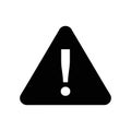 Black Warning Sign Icon. General Caution and Hazard Graphic. Royalty Free Stock Photo