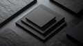 Minimalist black square layers create modern aesthetic