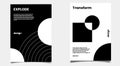 A4 Minimalist black and white cover templates. Geometric cover design. Abstract cover black and white cover design