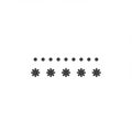 A minimalist black and white design featuring a sequence of eight small black dots i Royalty Free Stock Photo