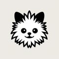 Minimalist Black And White Dog Face Icon With Bright Eyes And Long Hair