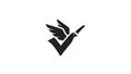 Minimalist Black and White Dove Flying with a VShape Tail Logo Design Royalty Free Stock Photo