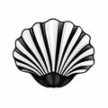 Bold And Minimalist Black And White Sea Shell Illustration Royalty Free Stock Photo