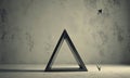 minimalist black and white features triangular frame with small bird perched on its left side, set against