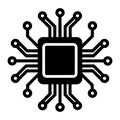 CPU Microchip Processor Flat Icon Royalty Free Stock Photo