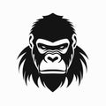 Striking gorilla face with intimidating glare in simplistic black and white silhouette Royalty Free Stock Photo