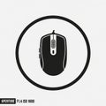 Black Computer Mouse Icon Inside a Circle on White Background Keywords: computer mouse, icon, symbol, technology, digital, graphic Royalty Free Stock Photo