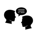 Two Silhouettes Communicating Through Speech Bubble Icon Royalty Free Stock Photo