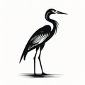 Minimalist Black And White Heron Illustration With Striking Strokes