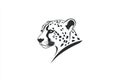 Minimalist Black and White Illustration of a Cheetah\'s Profile Royalty Free Stock Photo