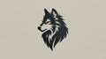 Minimalist black and white illustration of a stylized wolf head with sharp angular lines Royalty Free Stock Photo