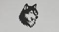 Minimalist black and white illustration of a stylized wolf head with sharp angular lines Royalty Free Stock Photo