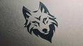 Minimalist black and white illustration of a stylized wolf head with sharp angular lines Royalty Free Stock Photo