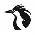 Minimalist Black And White Kingfisher Bird Icon