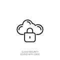 Cloud Security Icon with Lock Royalty Free Stock Photo