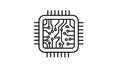 Stylized Microchip Icon with Circuitry Royalty Free Stock Photo