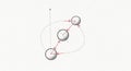 Abstract black and white line drawing of three connected spheres with red dotted line Royalty Free Stock Photo