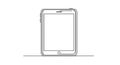 A minimalist black and white line drawing of a tablet. The device features a rectangular screen set Royalty Free Stock Photo