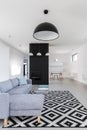 Minimalist black and white living room
