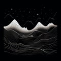 Minimalist Black And White Mountain And Star Illustration