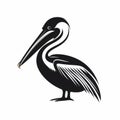Minimalist Black And White Pelican Design With American Iconography