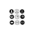 Contact, Call and message icon using basic circle flat design