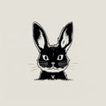 Minimalist Black And White Rabbit With Big Eyes Vector Illustration Royalty Free Stock Photo