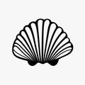 Minimalist Black And White Scallop Shell Silhouette