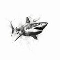 Minimalist Black And White Shark Art