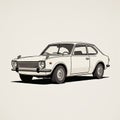 Minimalist Black And White Toyota Car Illustration Royalty Free Stock Photo