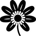 Flower - black and white vector illustration Royalty Free Stock Photo