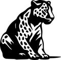 Leopard - black and white isolated icon - vector illustration Royalty Free Stock Photo