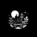 Garden - black and white vector illustration Royalty Free Stock Photo