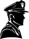 Police - black and white isolated icon - vector illustration