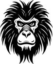 Baboon - black and white vector illustration Royalty Free Stock Photo