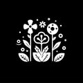 Garden - black and white vector illustration Royalty Free Stock Photo