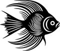 Angelfish - black and white vector illustration