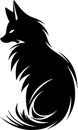 Fox - black and white vector illustration Royalty Free Stock Photo