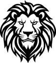 Lion - black and white vector illustration Royalty Free Stock Photo