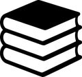 Three Books Stacked Icon Vector, Minimal Black and White Design for Education and Reading Royalty Free Stock Photo