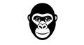 Stylized Gorilla Head Vector Icon - Black and White Illustration Royalty Free Stock Photo