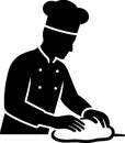 Silhouette of Baker Kneading Dough. Baking, Baker, Dough, Pastry, Kitchen, Culinary, Food, Minimalist Royalty Free Stock Photo