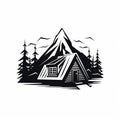 Minimalist Black And White Wood House Vector Illustration Royalty Free Stock Photo