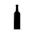 Minimalist Black Wine Bottle Icon On White Background