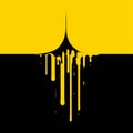 Minimalist Black And Yellow Vector: Falling Star In Cityscape With Dripping Paint