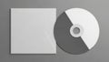 Minimalist blank compact disc and paper sleeve mockup on a gray background for branding or template use isolated on white Royalty Free Stock Photo