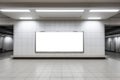 Minimalist blank LCD screen mock-up banner in subway station Royalty Free Stock Photo