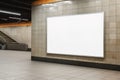 Minimalist blank LCD screen mock-up banner in subway station Royalty Free Stock Photo