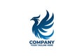 Minimalist Blue Fire Bird Logo Royalty Free Stock Photo