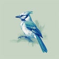 Minimalist Blue Jay Illustration With Soft Brushstrokes Royalty Free Stock Photo